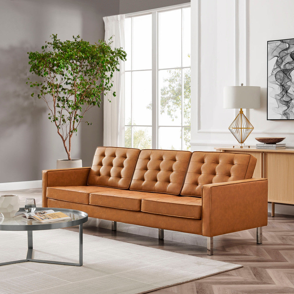 EEI-3385 Loft Tufted Vegan Leather Sofa by Modway