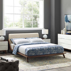 Modway Luella Upholstered Fabric Queen Platform Bed by Modway-MOD-6047-WAL-BEI