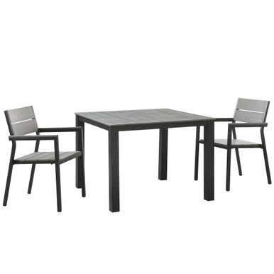 Modway EEI-1743-BRN-GRY-SET Maine 3 Piece Outdoor Patio Dining Set Brown Gray