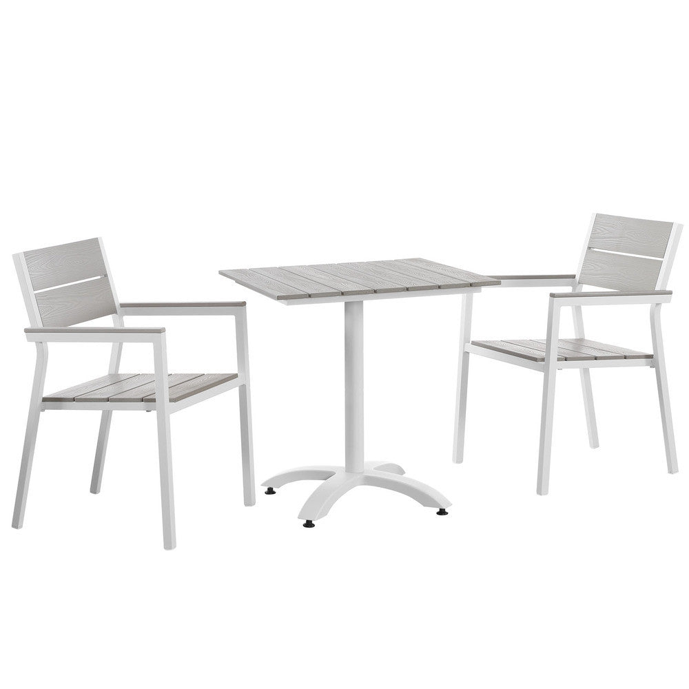 EEI-1759-WHI-LGR-SET Maine 3 Piece Outdoor Patio Dining Set by Modway