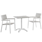 Modway EEI-1759-WHI-LGR-SET Maine 3 Piece Outdoor Patio Dining Set White Light Gray