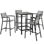 EEI-1755 Maine 5 Piece Outdoor Patio Bar Set by Modway