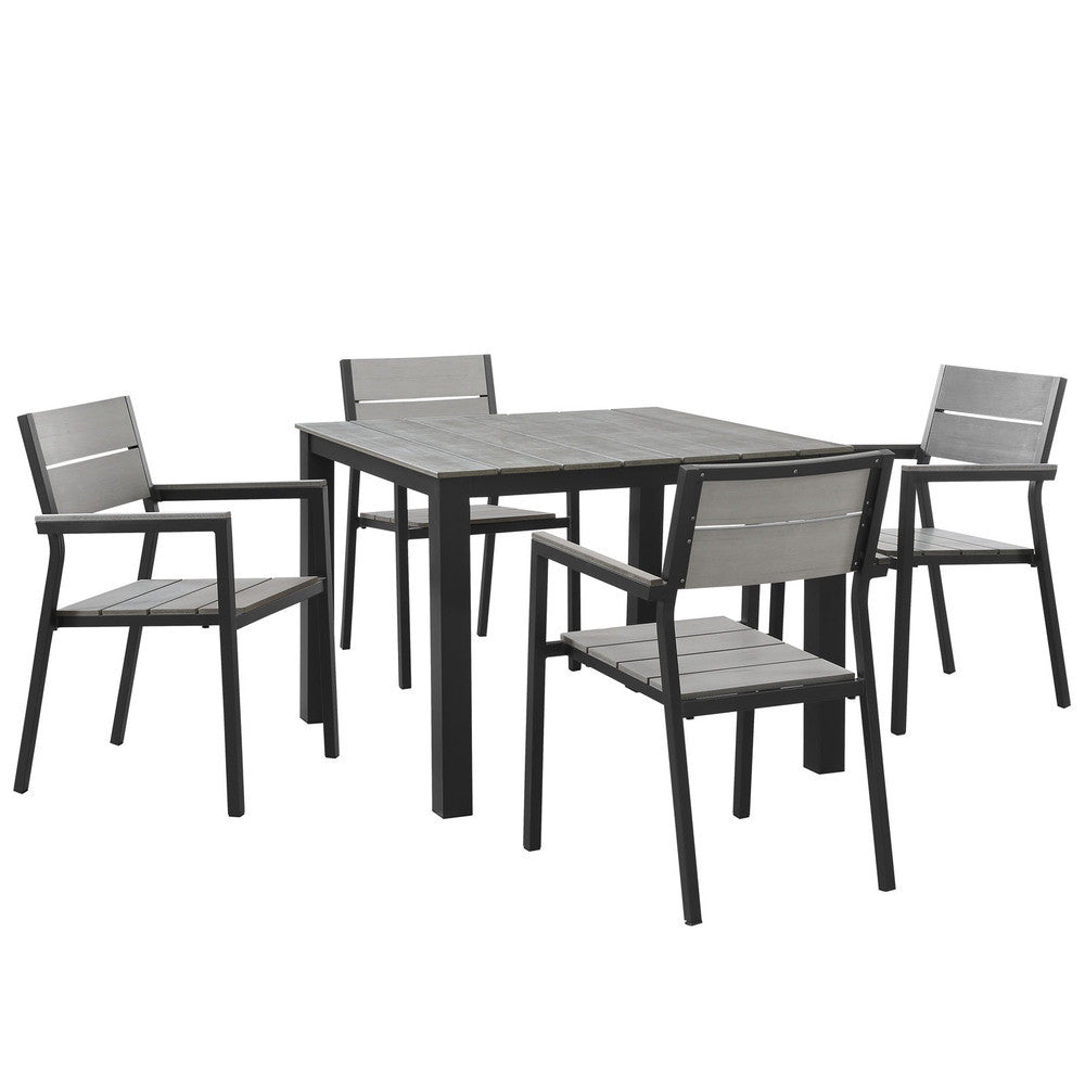 EEI-1745-BRN-GRY-SET Maine 5 Piece Outdoor Patio Dining Set by Modway