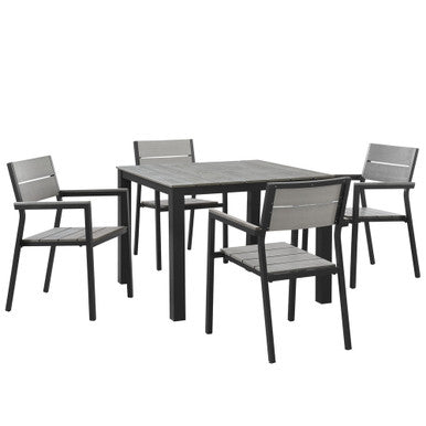 Modway EEI-1745-BRN-GRY-SET Maine 5 Piece Outdoor Patio Dining Set Brown Gray