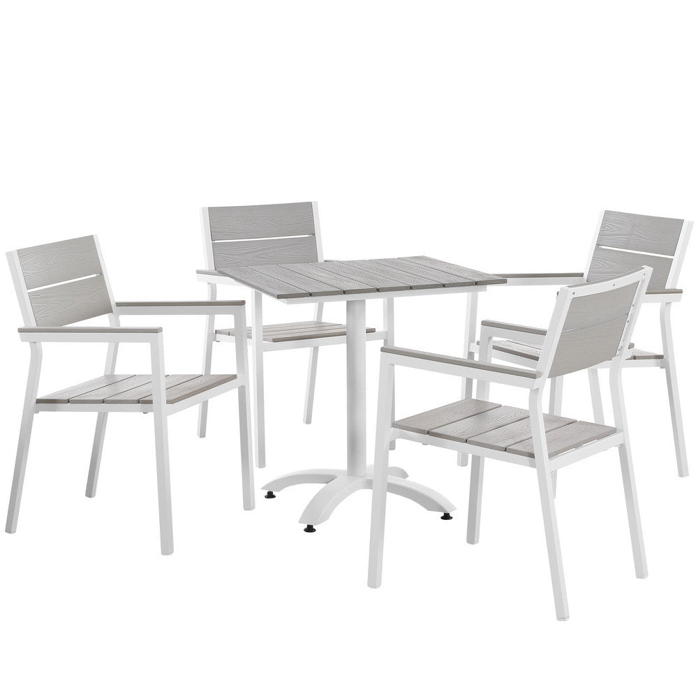 EEI-1761-WHI-LGR-SET Maine 5 Piece Outdoor Patio Dining Set by Modway
