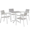 Modway EEI-1761-WHI-LGR-SET Maine 5 Piece Outdoor Patio Dining Set White Light Gray
