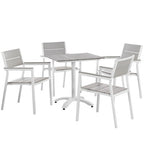Modway EEI-1761-WHI-LGR-SET Maine 5 Piece Outdoor Patio Dining Set White Light Gray