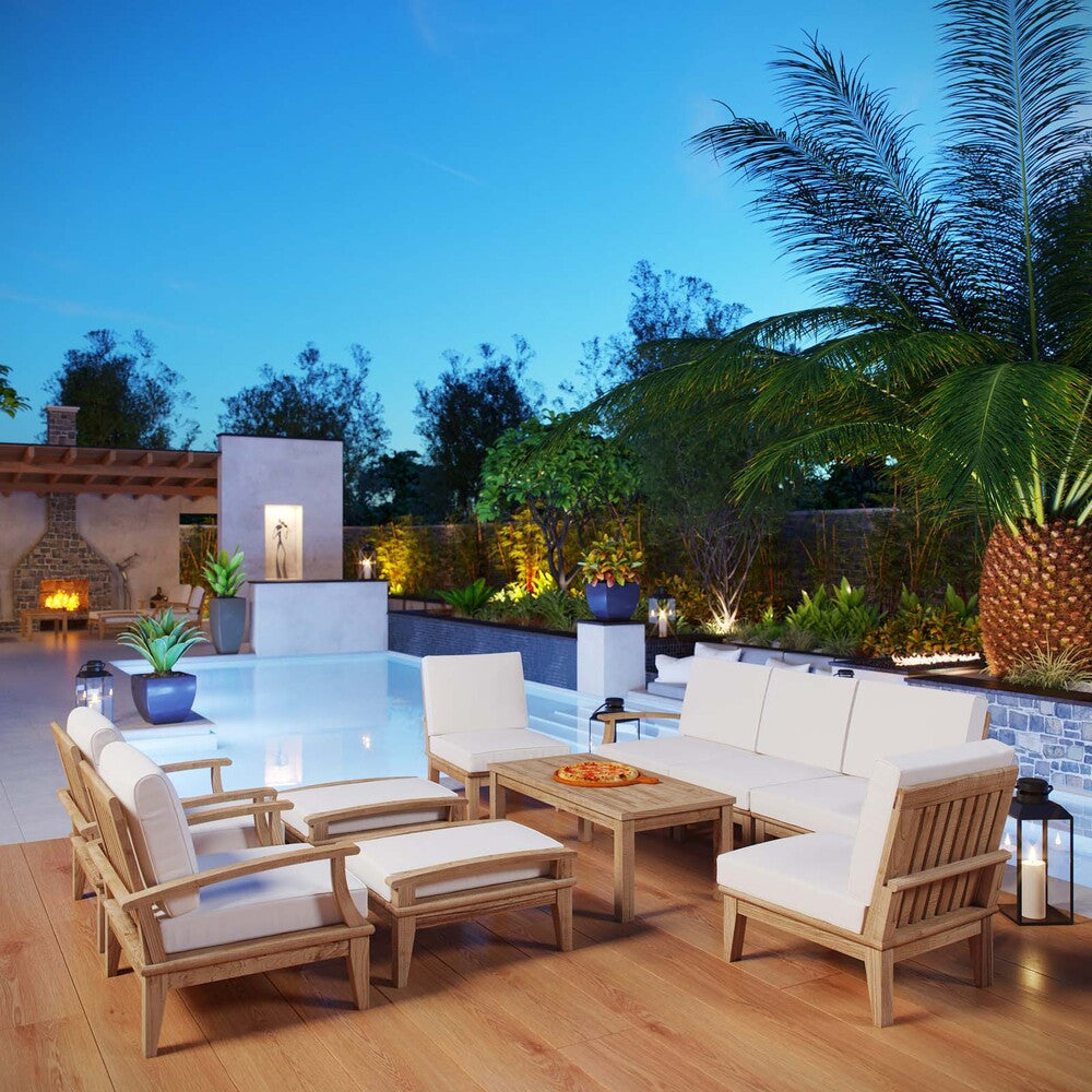 EEI-1480 Marina 10 Piece Outdoor Patio Teak Set by Modway