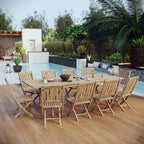 EEI-3284-NAT-SET Marina 11 Piece Outdoor Patio Teak Dining Set by Modway