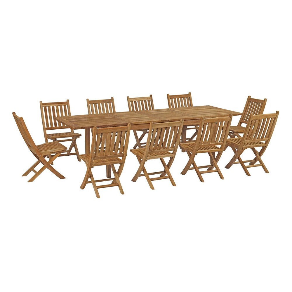 EEI-3284-NAT-SET Marina 11 Piece Outdoor Patio Teak Dining Set by Modway