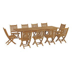 Modway EEI-3284-NAT-SET Marina 11 Piece Outdoor Patio Teak Dining Set Natural