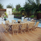 EEI-3285-NAT-SET Marina 11 Piece Outdoor Patio Teak Dining Set by Modway