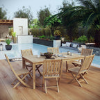 EEI-3205-NAT-SET Marina 7 Piece Outdoor Patio Teak Dining Set by Modway