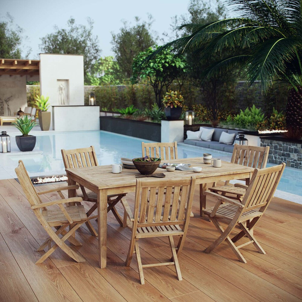 EEI-3206-NAT-SET Marina 7 Piece Outdoor Patio Teak Dining Set by Modway