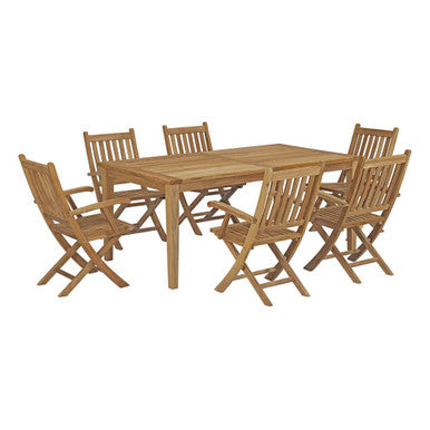 Modway EEI-3206-NAT-SET Marina 7 Piece Outdoor Patio Teak Dining Set Natural