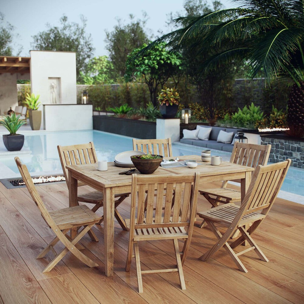 EEI-3290-NAT-SET Marina 7 Piece Outdoor Patio Teak Dining Set by Modway