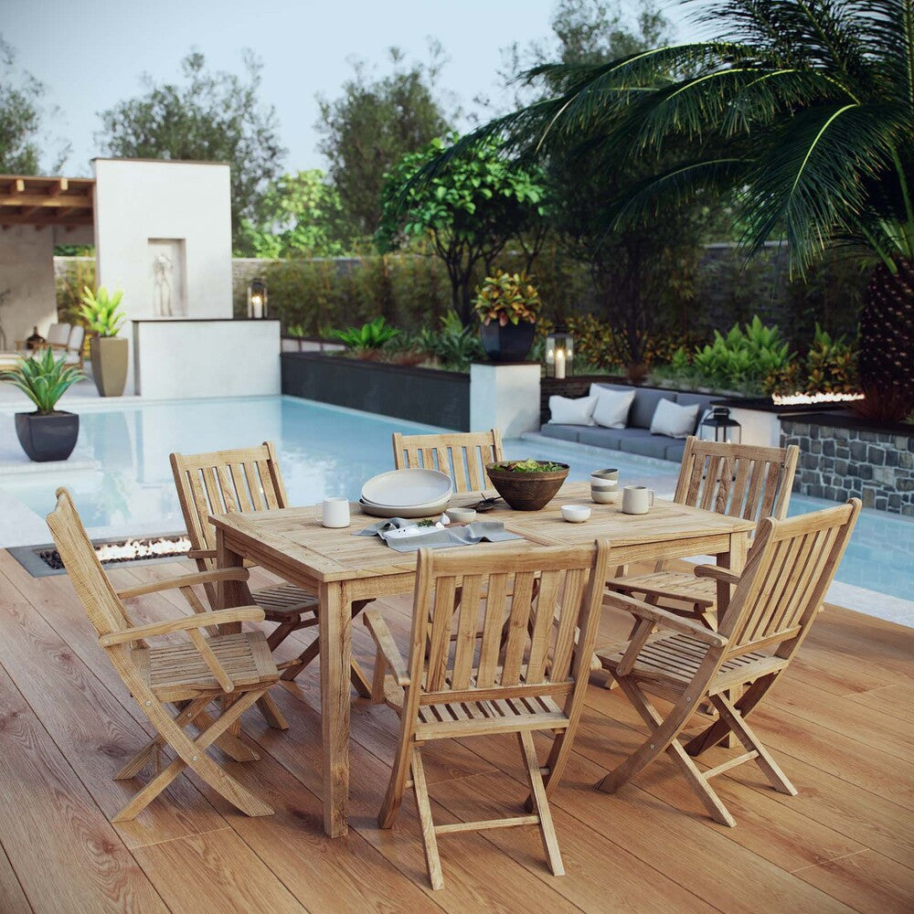 EEI-3291-NAT-SET Marina 7 Piece Outdoor Patio Teak Dining Set by Modway