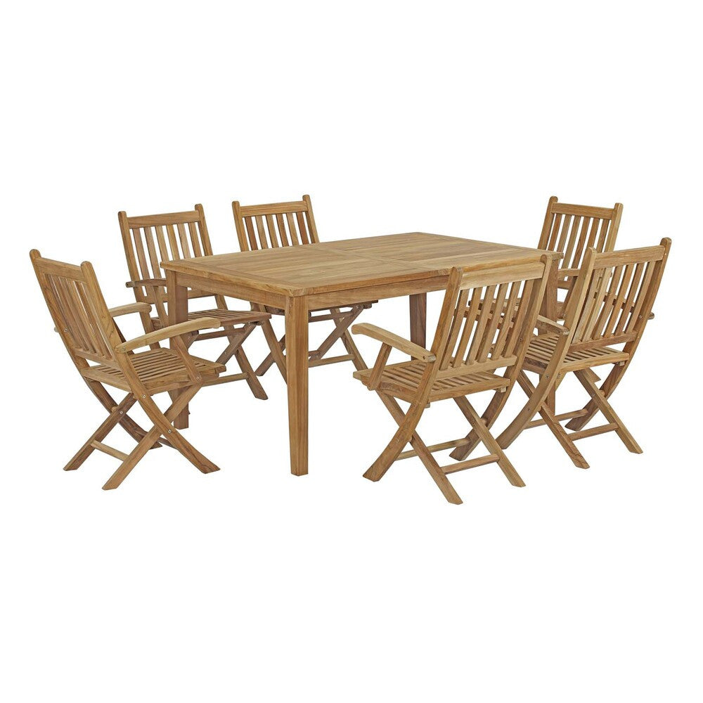 EEI-3291-NAT-SET Marina 7 Piece Outdoor Patio Teak Dining Set by Modway