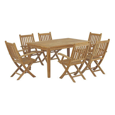 Modway EEI-3291-NAT-SET Marina 7 Piece Outdoor Patio Teak Dining Set Natural