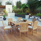 EEI-3292-NAT-WHI-SET Marina 7 Piece Outdoor Patio Teak Dining Set by Modway