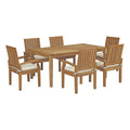 Modway EEI-3295-NAT-WHI-SET Marina 7 Piece Outdoor Patio Teak Dining Set Natural White