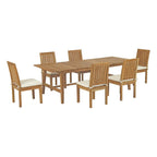 EEI-3307-NAT-WHI-SET Marina 7 Piece Outdoor Patio Teak Dining Set by Modway