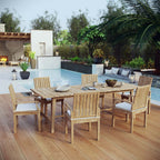 EEI-3308-NAT-WHI-SET Marina 7 Piece Outdoor Patio Teak Dining Set by Modway