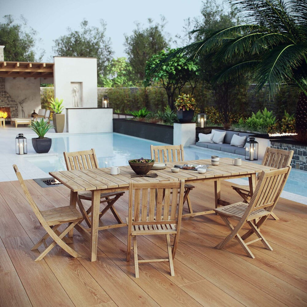 EEI-3309-NAT-SET Marina 7 Piece Outdoor Patio Teak Dining Set by Modway
