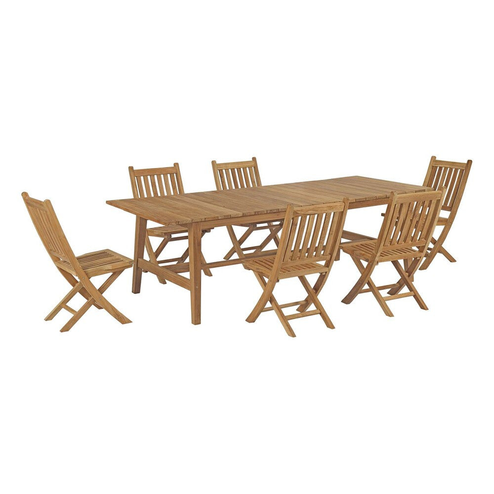 EEI-3309-NAT-SET Marina 7 Piece Outdoor Patio Teak Dining Set by Modway