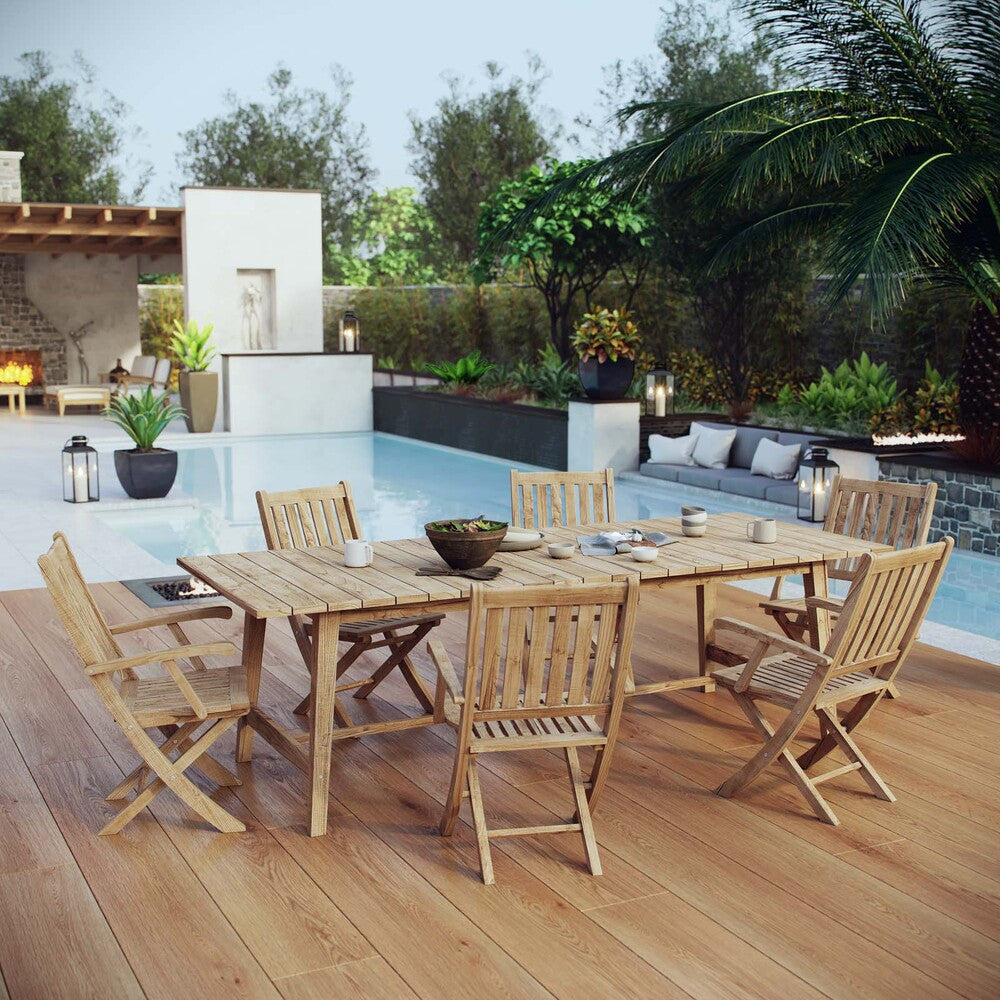 EEI-3310-NAT-SET Marina 7 Piece Outdoor Patio Teak Dining Set by Modway