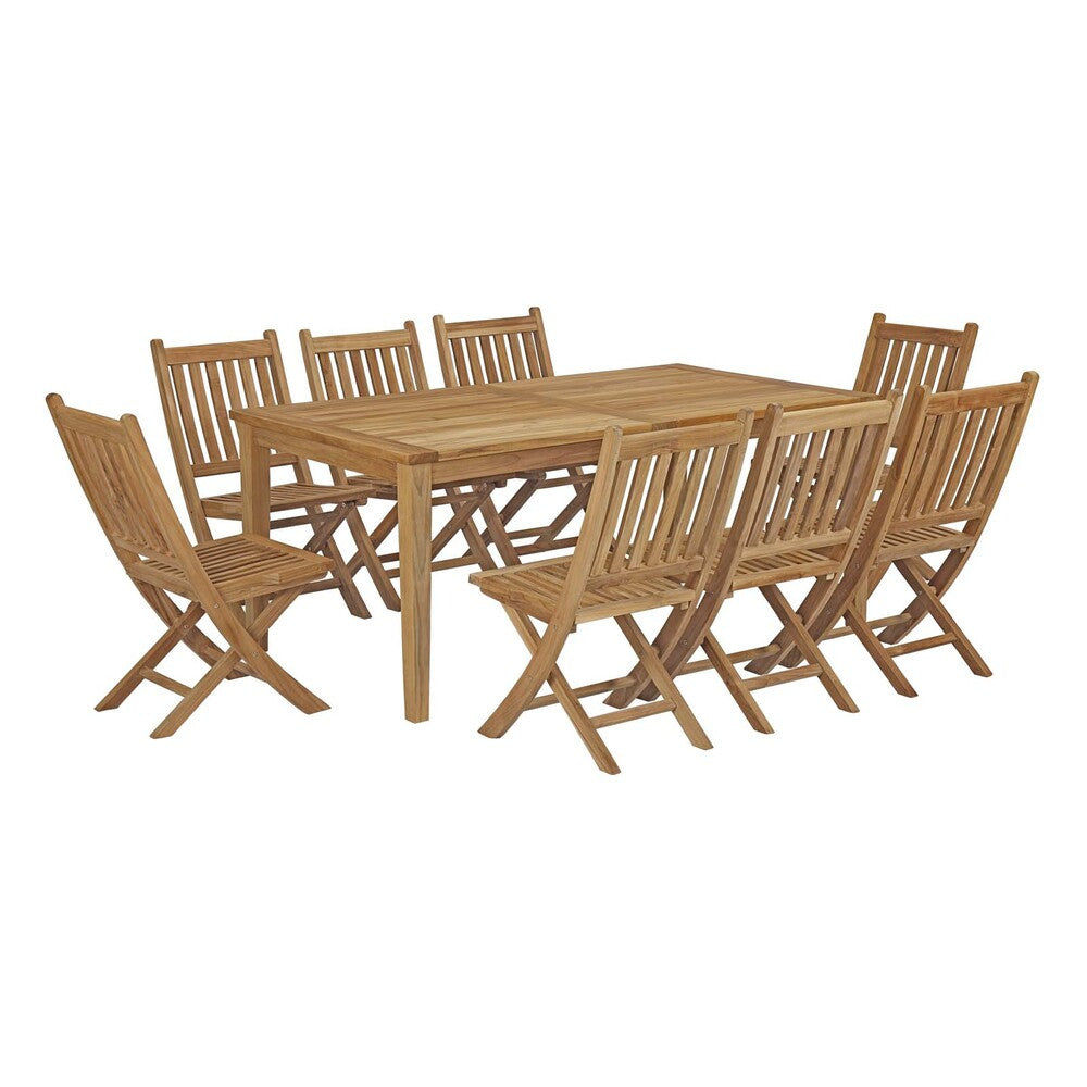EEI-3204-NAT-SET Marina 9 Piece Outdoor Patio Teak Dining Set by Modway