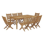 EEI-3204-NAT-SET Marina 9 Piece Outdoor Patio Teak Dining Set by Modway
