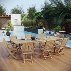 EEI-3281-NAT-SET Marina 9 Piece Outdoor Patio Teak Dining Set by Modway