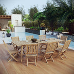 EEI-3313-NAT-SET Marina 9 Piece Outdoor Patio Teak Dining Set by Modway