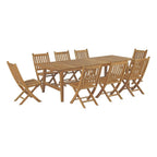 EEI-3313-NAT-SET Marina 9 Piece Outdoor Patio Teak Dining Set by Modway