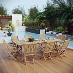 EEI-3314-NAT-SET Marina 9 Piece Outdoor Patio Teak Dining Set by Modway