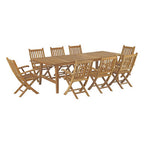 Modway EEI-3314-NAT-SET Marina 9 Piece Outdoor Patio Teak Dining Set Natural