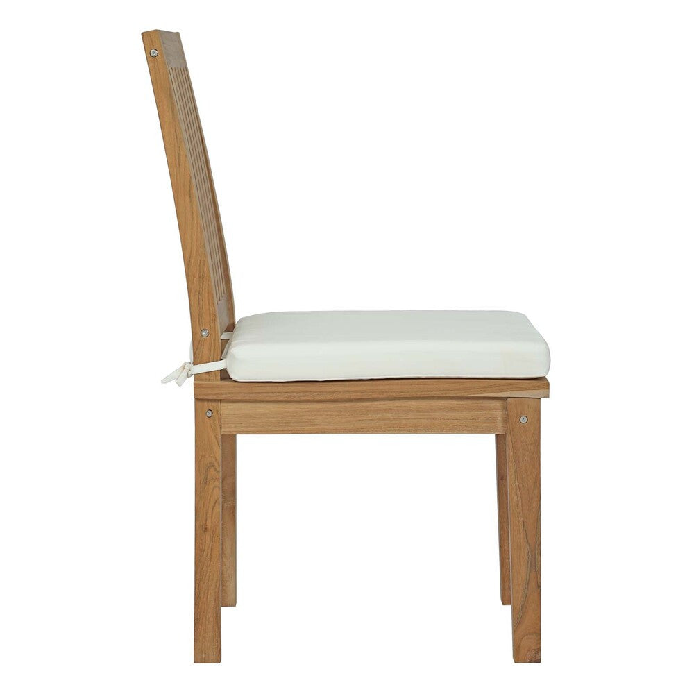 EEI-2700-NAT-WHI Marina Outdoor Patio Teak Dining Chair by Modway