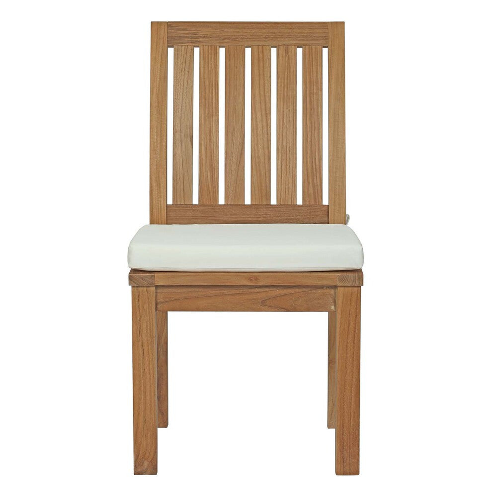 EEI-2700-NAT-WHI Marina Outdoor Patio Teak Dining Chair by Modway