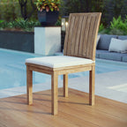 EEI-2700-NAT-WHI Marina Outdoor Patio Teak Dining Chair by Modway