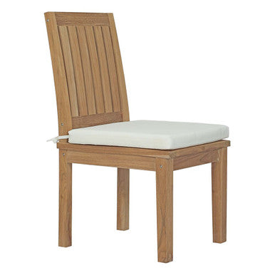 Modway EEI-2700-NAT-WHI Marina Outdoor Patio Teak Dining Chair Natural White