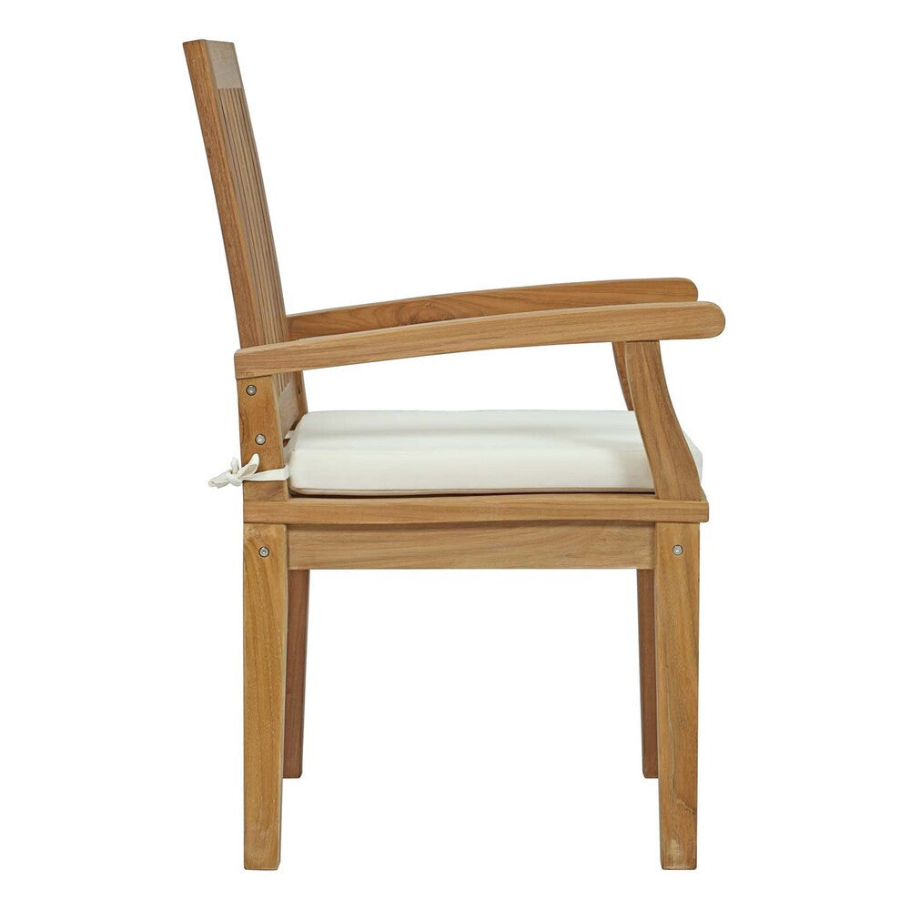 EEI-2701-NAT-WHI Marina Outdoor Patio Teak Dining Chair by Modway
