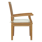 EEI-2701-NAT-WHI Marina Outdoor Patio Teak Dining Chair by Modway