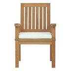 EEI-2701-NAT-WHI Marina Outdoor Patio Teak Dining Chair by Modway