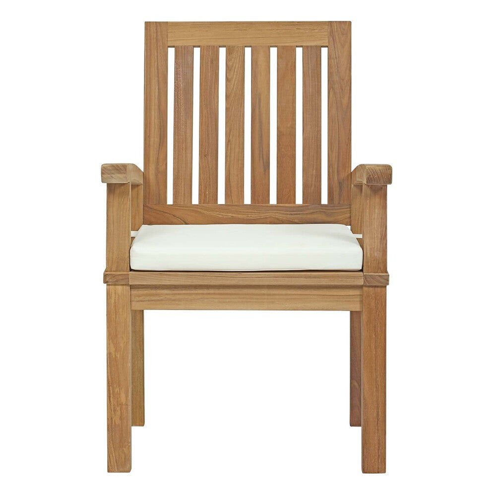 EEI-2701-NAT-WHI Marina Outdoor Patio Teak Dining Chair by Modway