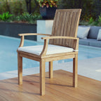 EEI-2701-NAT-WHI Marina Outdoor Patio Teak Dining Chair by Modway