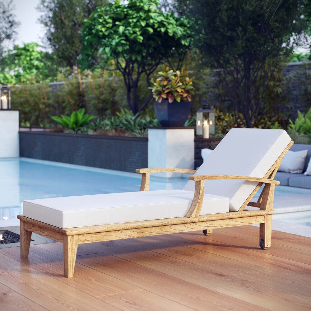 EEI-1151 Marina Outdoor Patio Teak Single Chaise by Modway