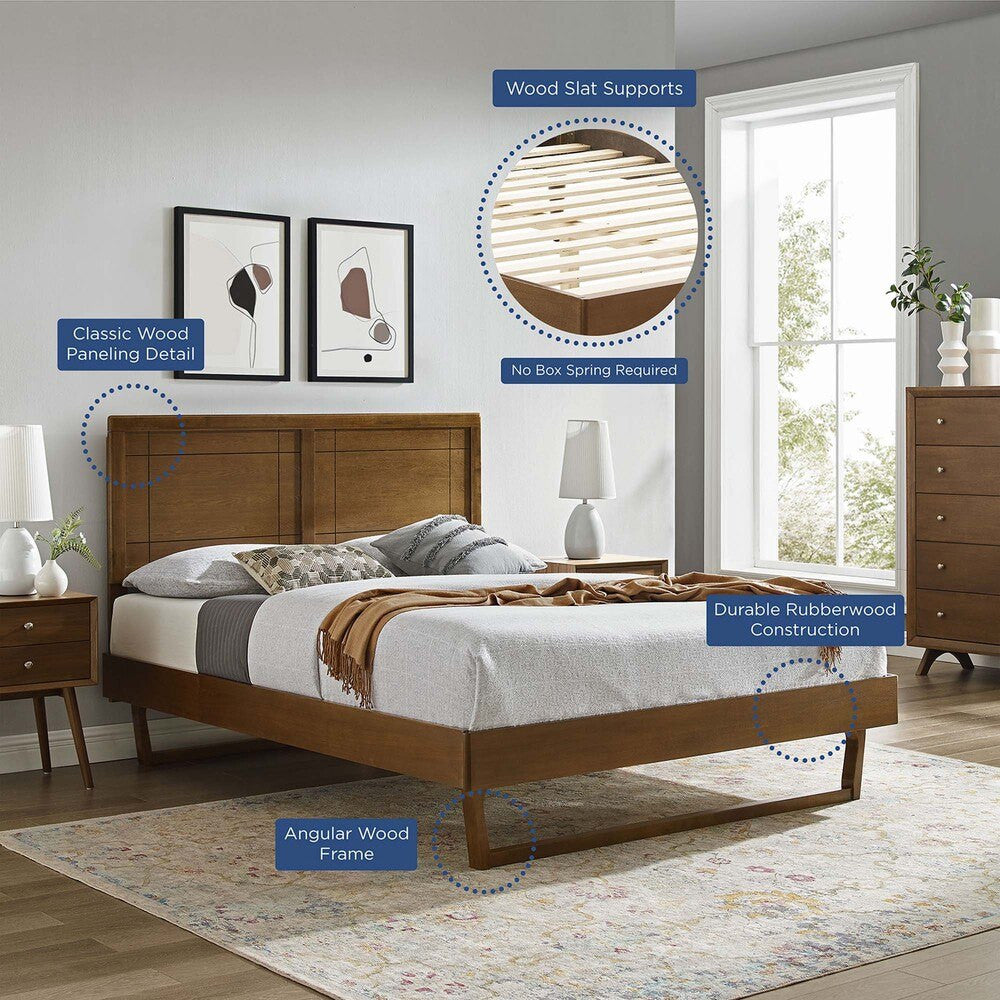 MOD-6626-WAL Marlee Wood King Platform Bed With Angular Frame by Modway