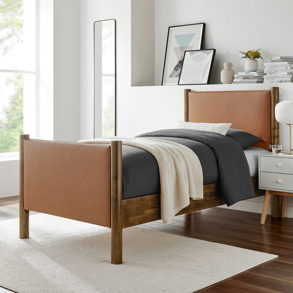 Modway Maven Twin Size Vegan Leather Upholstered Platform Bed by Modway-MOD-7184