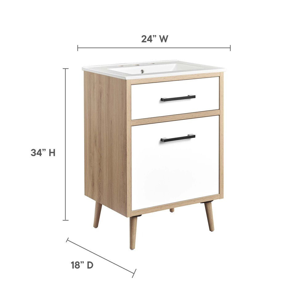 EEI-6498-WHI-OAK Maverick 24" Bathroom Vanity by Modway